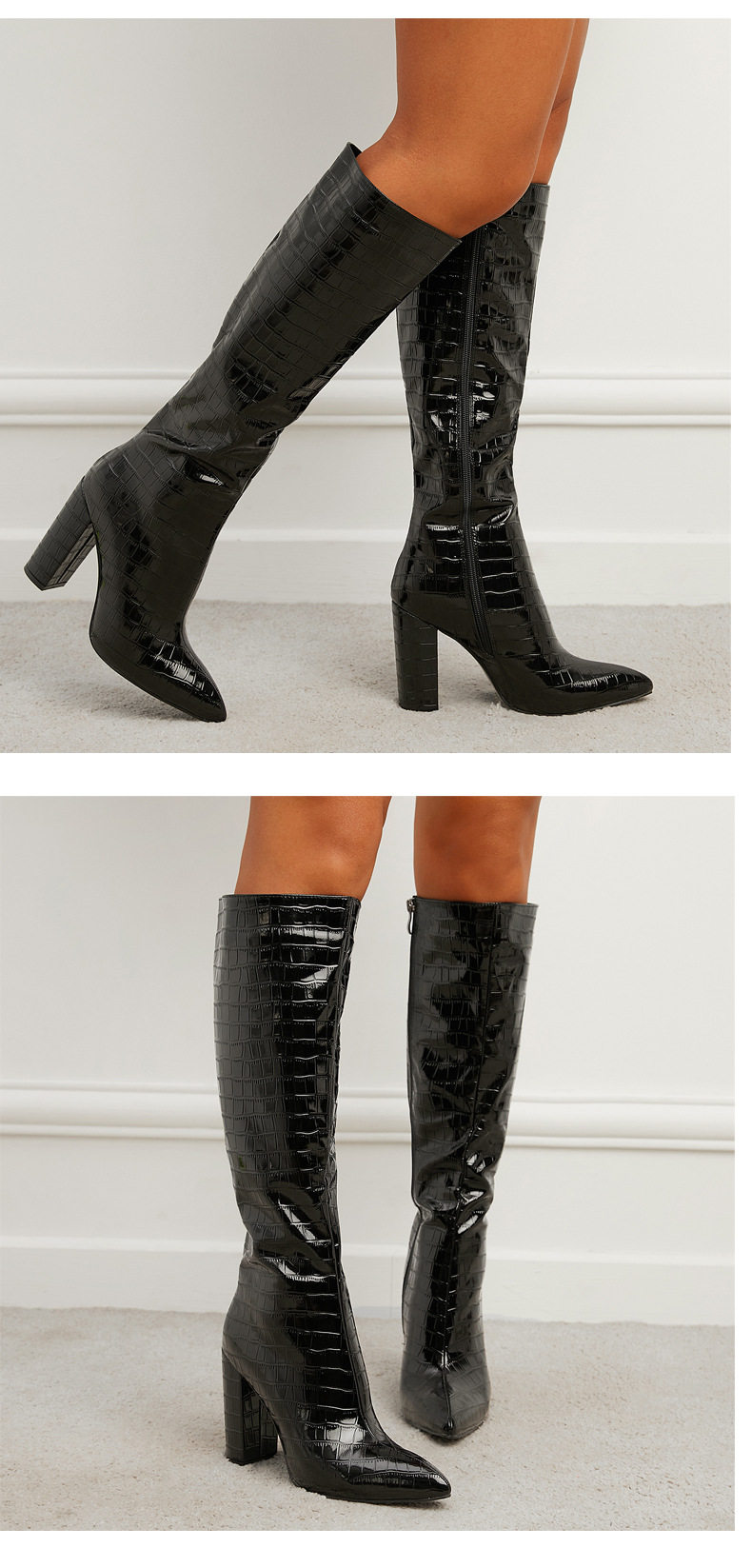 Sexy Crocodile-Print High-Heel Knight Boots From Europe And The US foto 3
