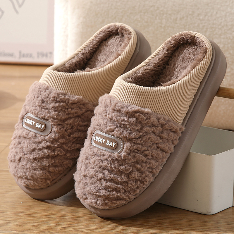 Men's Cotton Winter Household Woolen Thick Bottom And Warm Keeping Slippers foto 2