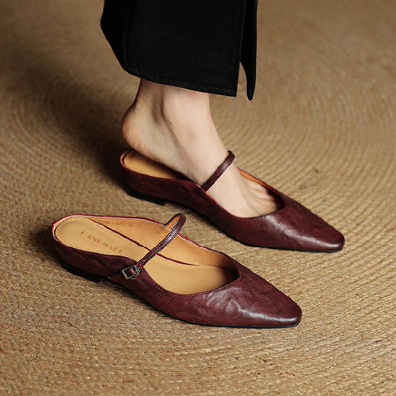 Retro Leather Slingback Wedge Sandals foto 5