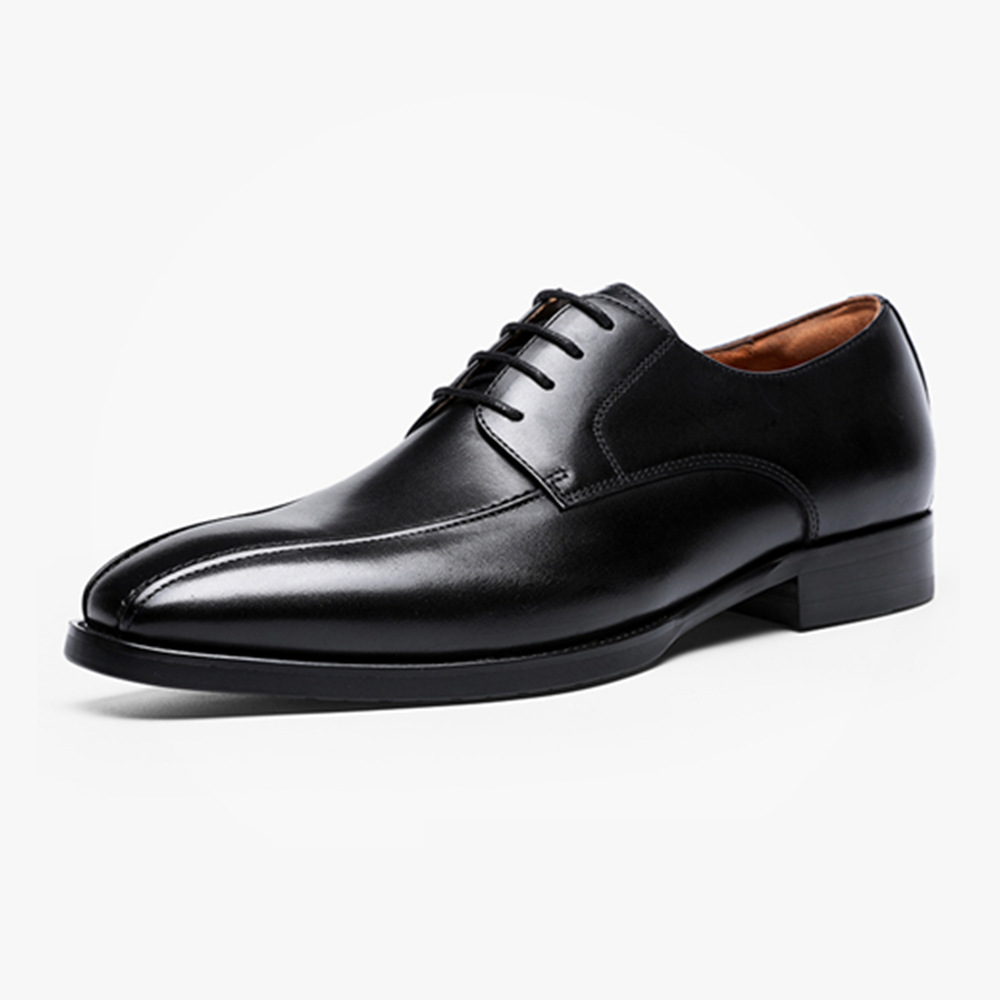 Men's Fashion Casual Brushed Square Toe Laces Leather Shoes foto 2