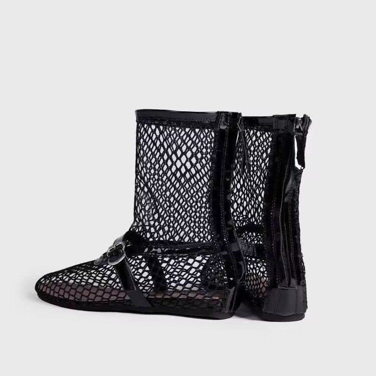 Metal Buckle With Back Zipper Ballet Women's Shoes High Top Fashion Shoes foto 2