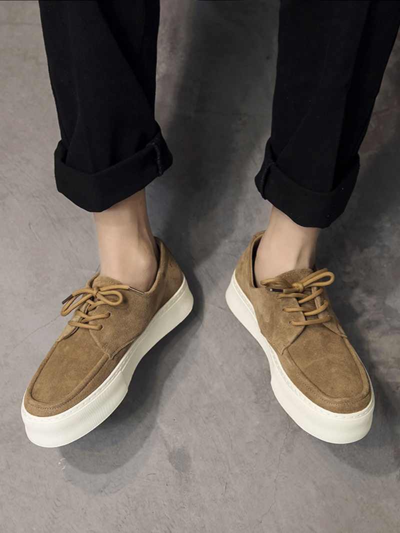 Thick Bottom Hight Increasing Board Suede Lace-up Casual Shoes foto 5