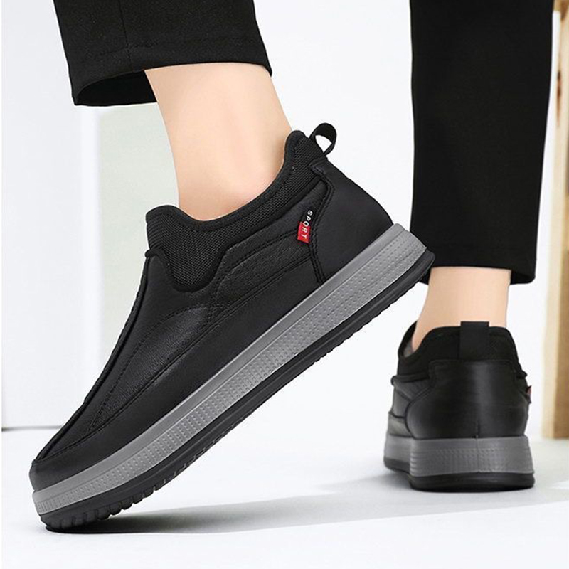 Winter Warm Fleece Snow Boots Round-toed Platform Ankle Boot Fashion Simple Non-slip Flat Cotton Shoes Men foto 3