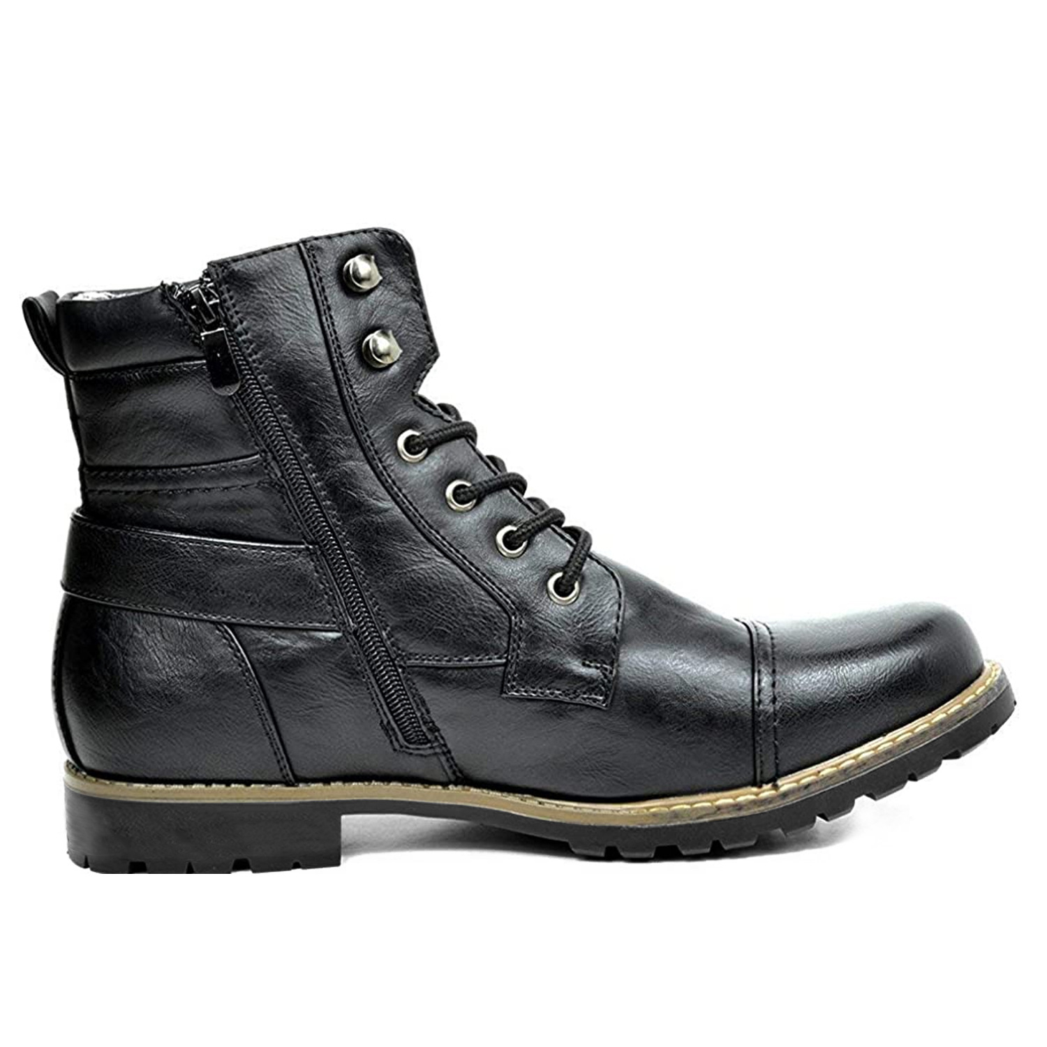 Men's Double Zipper Heavy Machine Leather Boots foto 3