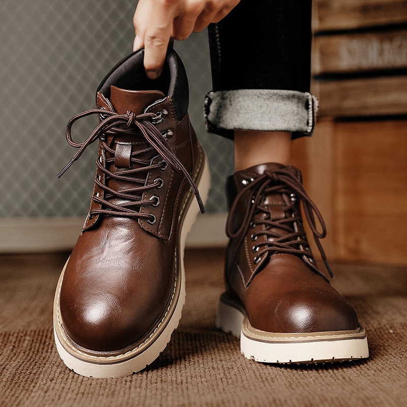 New Men's Platform High-top Motorcycle Sports Leisure Worker Boot foto 2