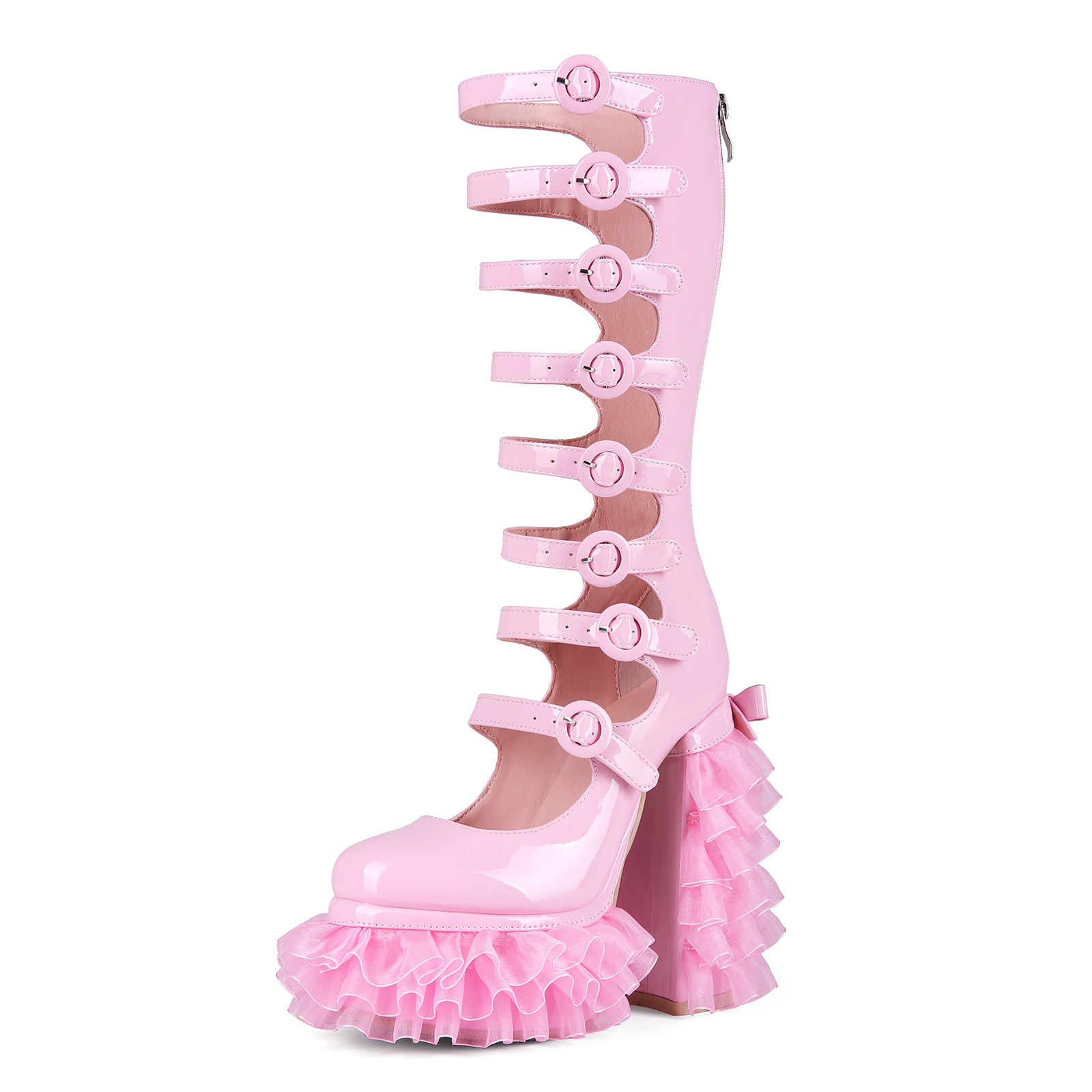 Music Festival Stage Fringe Chunky Heel Womens Long Ankle Boots foto 2