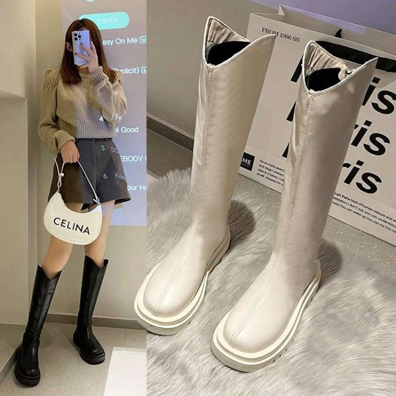 Women's Leather Over-the-knee Boots With Thick Soles And Zippers foto 4