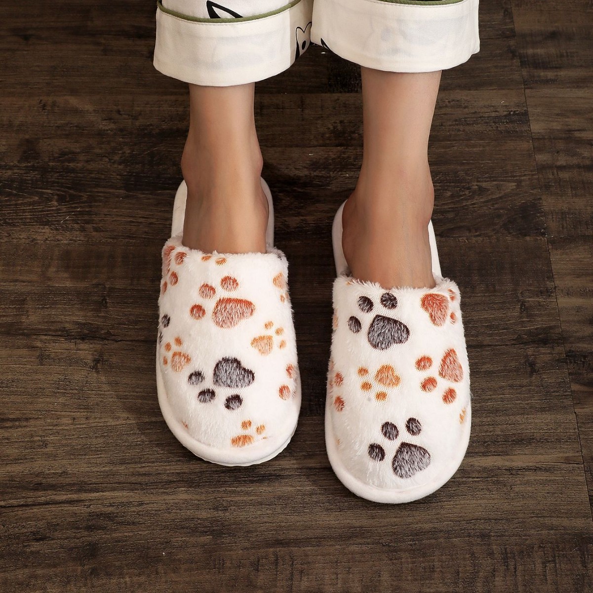 Women's Cartoon Print Versatile Velvet Cotton Slippers foto 4