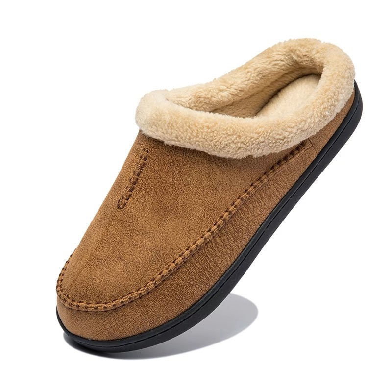 Mens Fur-lined Slippers From Europe And The US Non-slip Bean-shaped Cotton Shoes foto 4