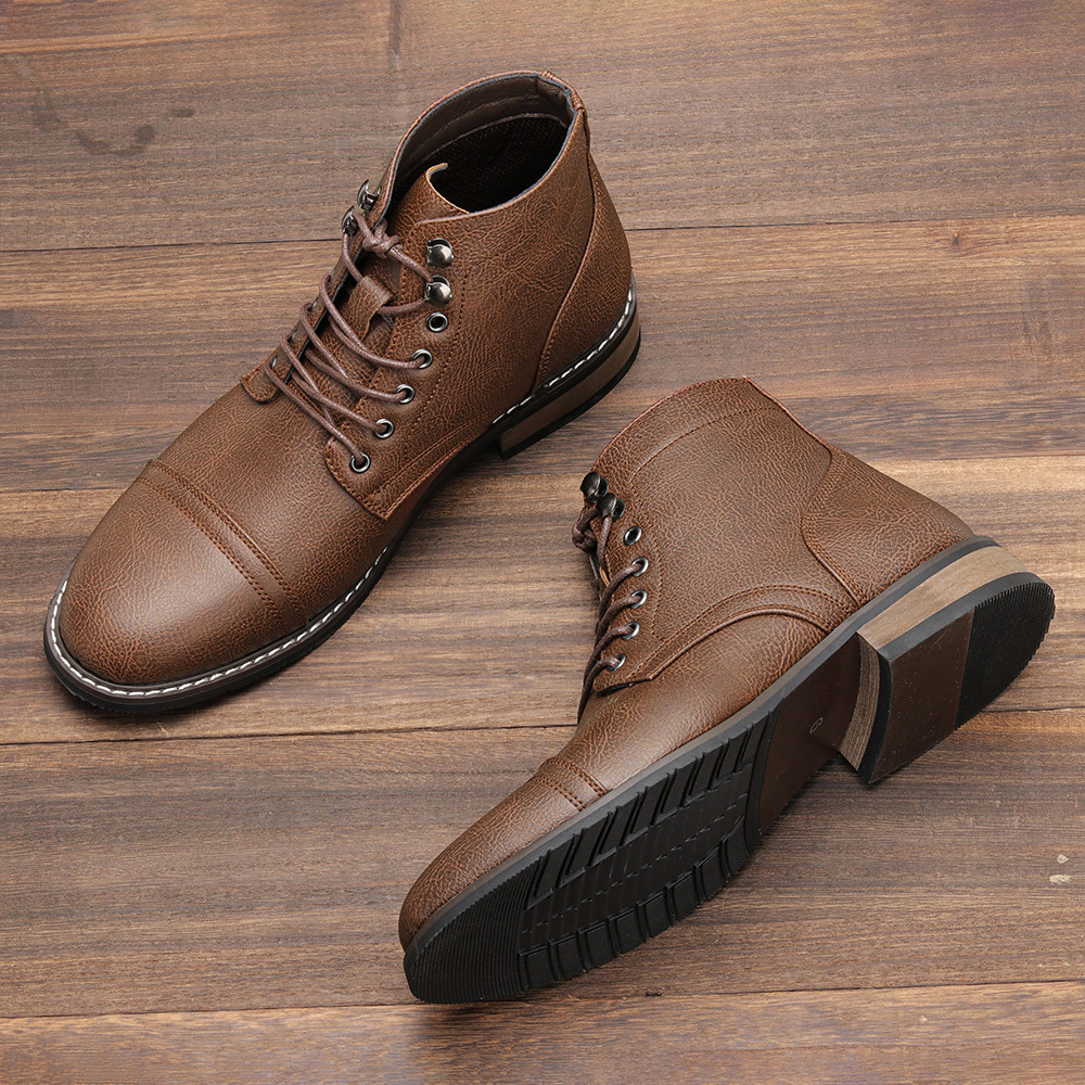Mens Vintage Casual Leather Boots foto 3