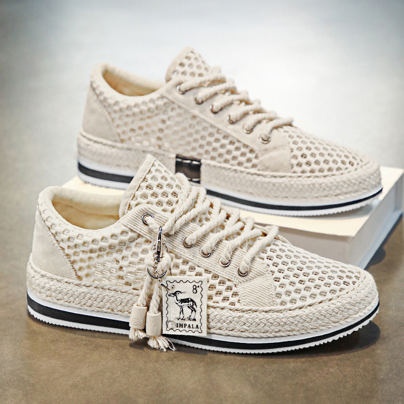 New Large Hole Mesh Summer Breathable Lightweight And Thin Type Mesh Surface Mesh Shoes Men foto 2