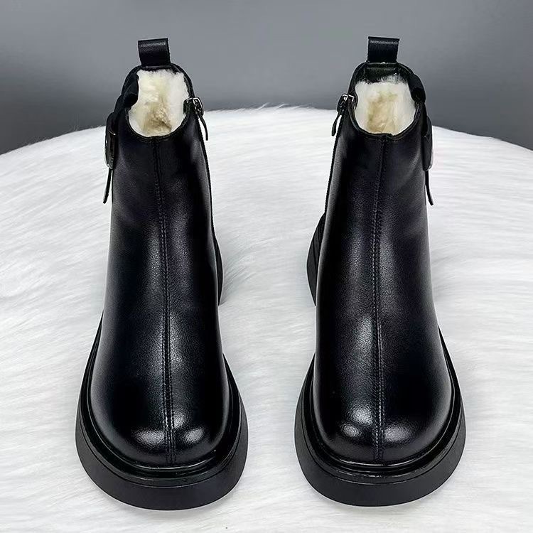 Winter Soft Leather Soft Sole Snow Boots For Women foto 4