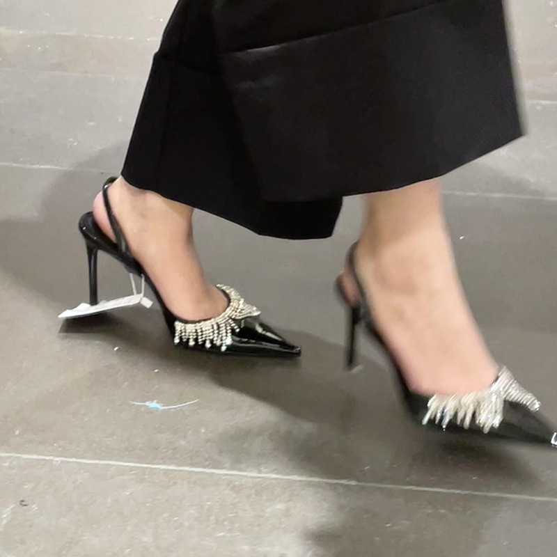 French Tassel Rhinestone With Slingback Sandals foto 3
