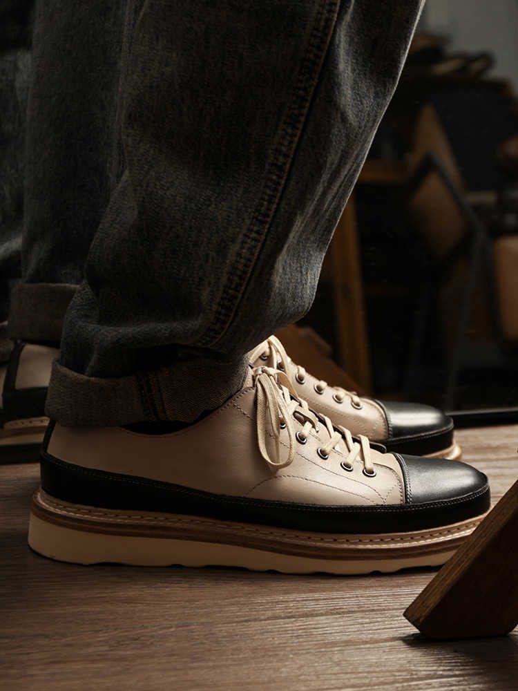 Vintage Vintage Handmade Board Shoes Genuine Leather Platform Casual Shoes foto 5