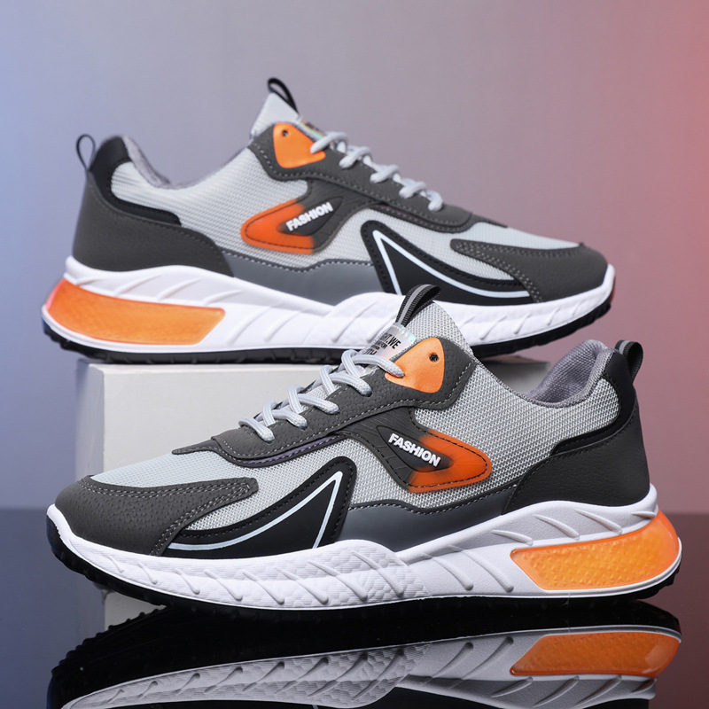 Color-blocked Sneakers Fashion Breathable Lace Up Mesh Sports Shoes For Men Casual Outdoor Running Walking Shoes foto 5