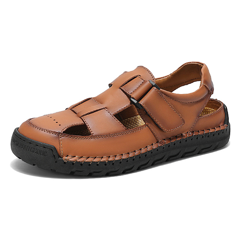 Mens Sandals Summer Full-grain Leather foto 2