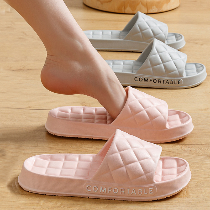 Men's Home Slippers With Plaid Design Soft-soled Silent Indoor Floor Bathing Slippers Women House Shoes Summer foto 2