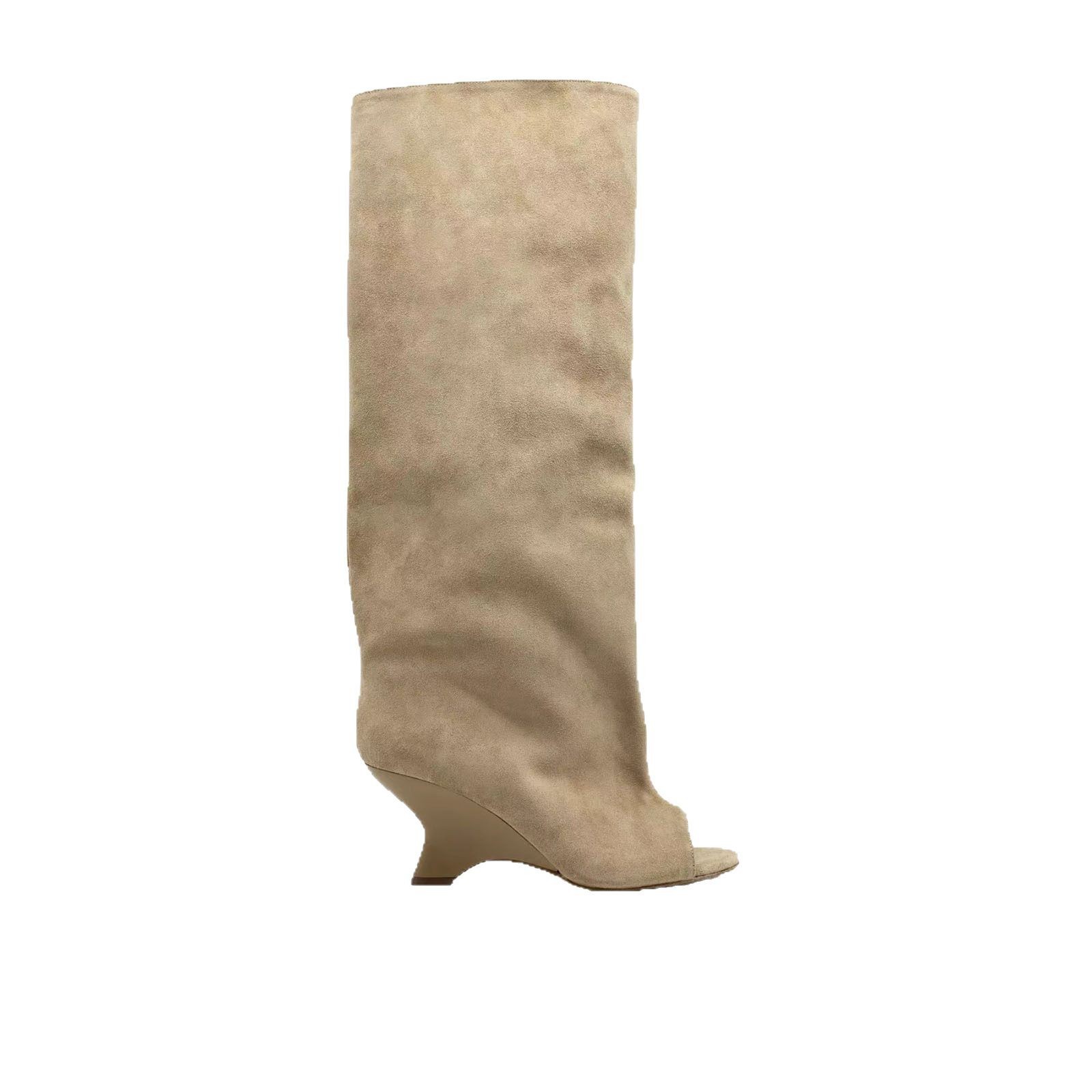 Women's Peep Toe Wedge Suede High Heel Party Banquet Sandal Boots foto 4
