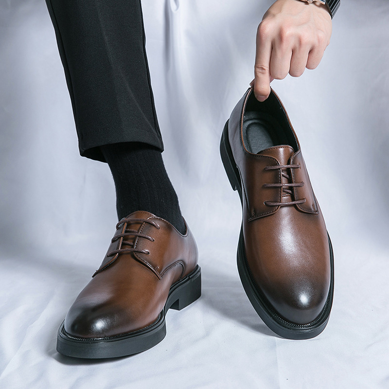 Men's British-style Korean-style Business Leather Shoes foto 5