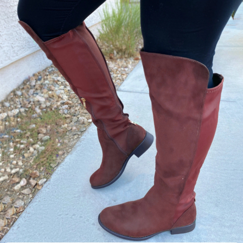 Stylish Round-toe Knee-high Womens Boots With A Unique Patchwork Design foto 4