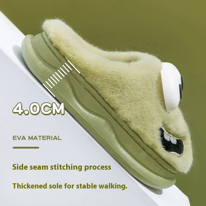 Female Warm Indoor Cartoon Big Eye Dog Cotton Slippers foto 3