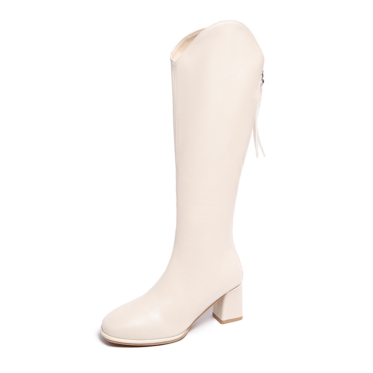 Womens New Square-toe High-heeled Over-the-knee Boots foto 5