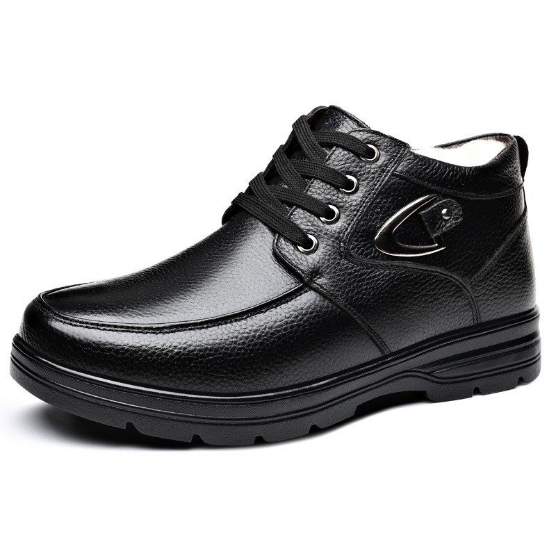 Middle-aged And Elderly Men's Winter Warm Fleece-lined Thick Old Men's Leather Shoes foto 2