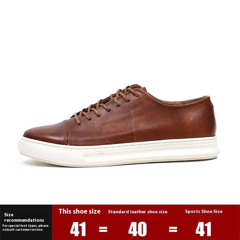 Men's Handmade First-grain Horse Leather Distressed Casual Shoes foto 5
