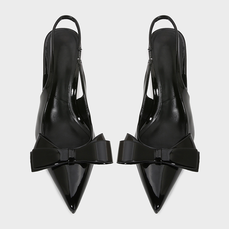 Patent Leather Pointed-toe Bow-knot Sandals Women's Back-strap Style foto 2