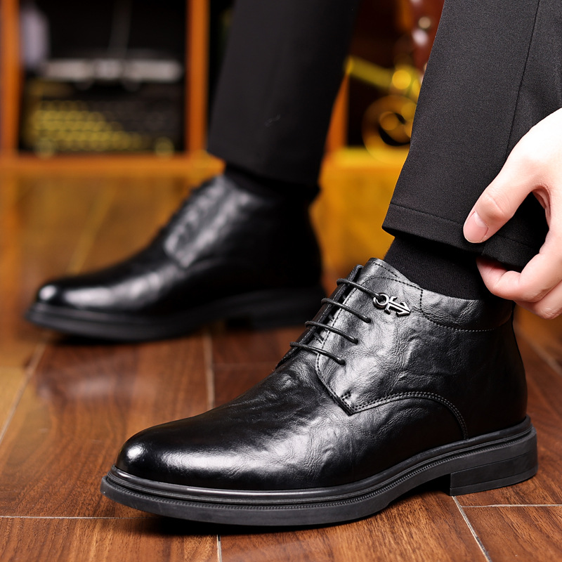 Fleece-lined Extra-thick Insulated High-top Cotton Leather Shoes foto 3