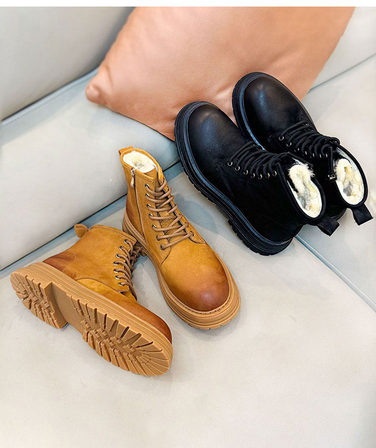 Sheepskin Fur Snow Boots Men's Thick Bottom Non-slip Dr Martens Boots foto 4