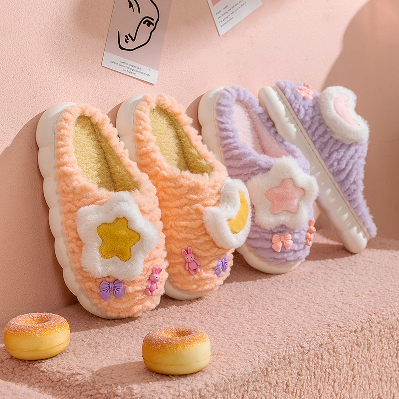 New Women's Cartoon Extra Thick Fleece-lined Home Cotton Slippers foto 3