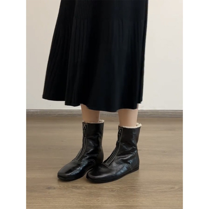Womens Fleece-Lined Dr Martens-Style Boots With Front Zipper, All-Match Style foto 3