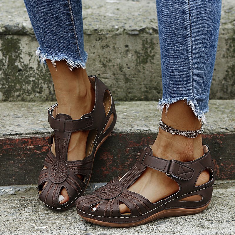 Cutout Round-Toe Velcro Womens New Style Beach Sandals foto 2