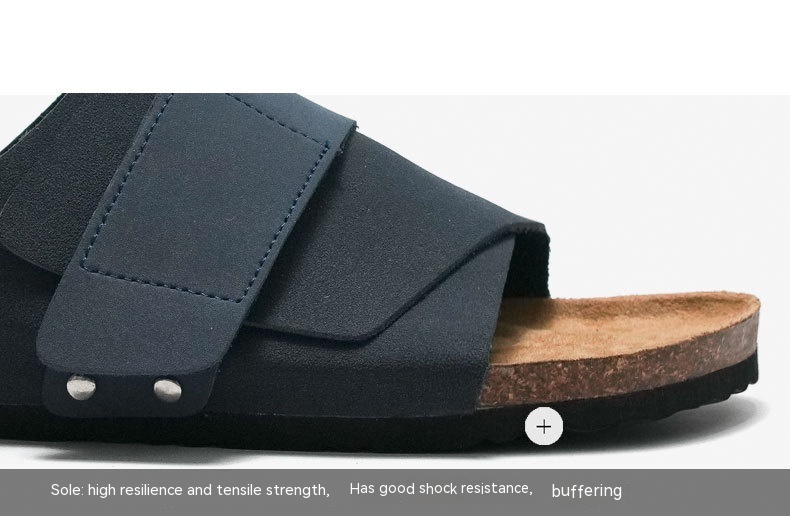 Couple Beach Wear Leather Surface Cork Sandals foto 2