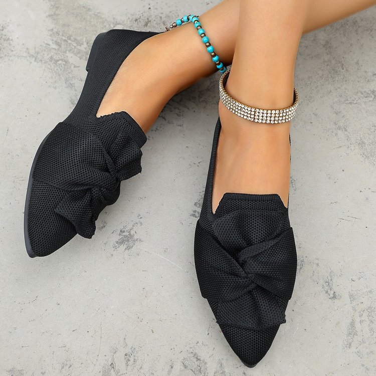 SpringSummer New Pointed-Toe Flyknit Shoes For Women With Bow Decoration foto 2