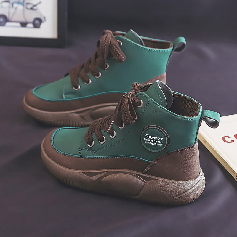 Vintage Martin Boots Women's Leather Ugly And Cute Big Toe Fashionable Mid-top Breathable Casual Shoes foto 2