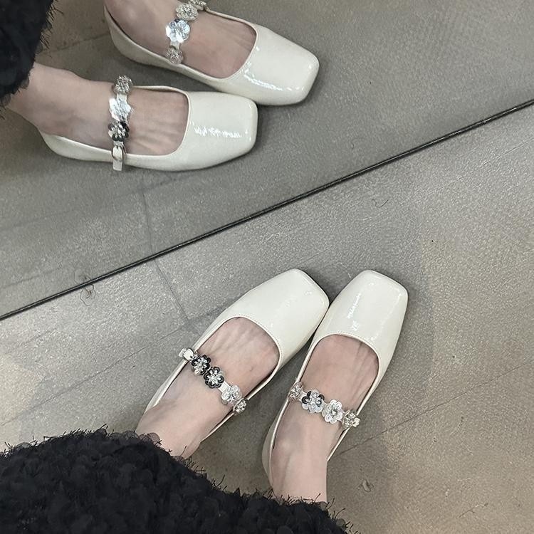 French Minority Square Head Sequin Buckle Mary Jane Shoes foto 2