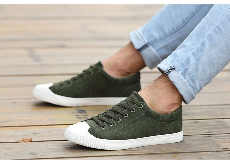Low-top Lace-up Flat Four Seasons Solid Color Men's Canvas Shoes foto 5