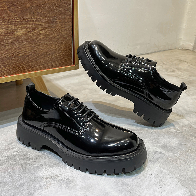 Youth Round Head British Style Flat Heel Fashion Casual Daily Leather Shoes foto 4