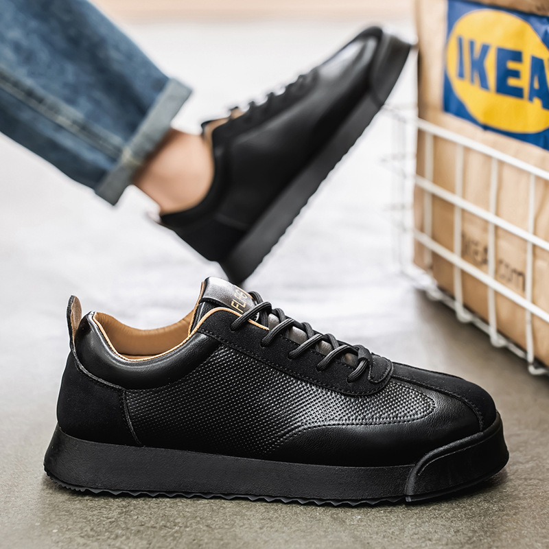 Black Work Casual Leather Shoes Low-cut foto 5