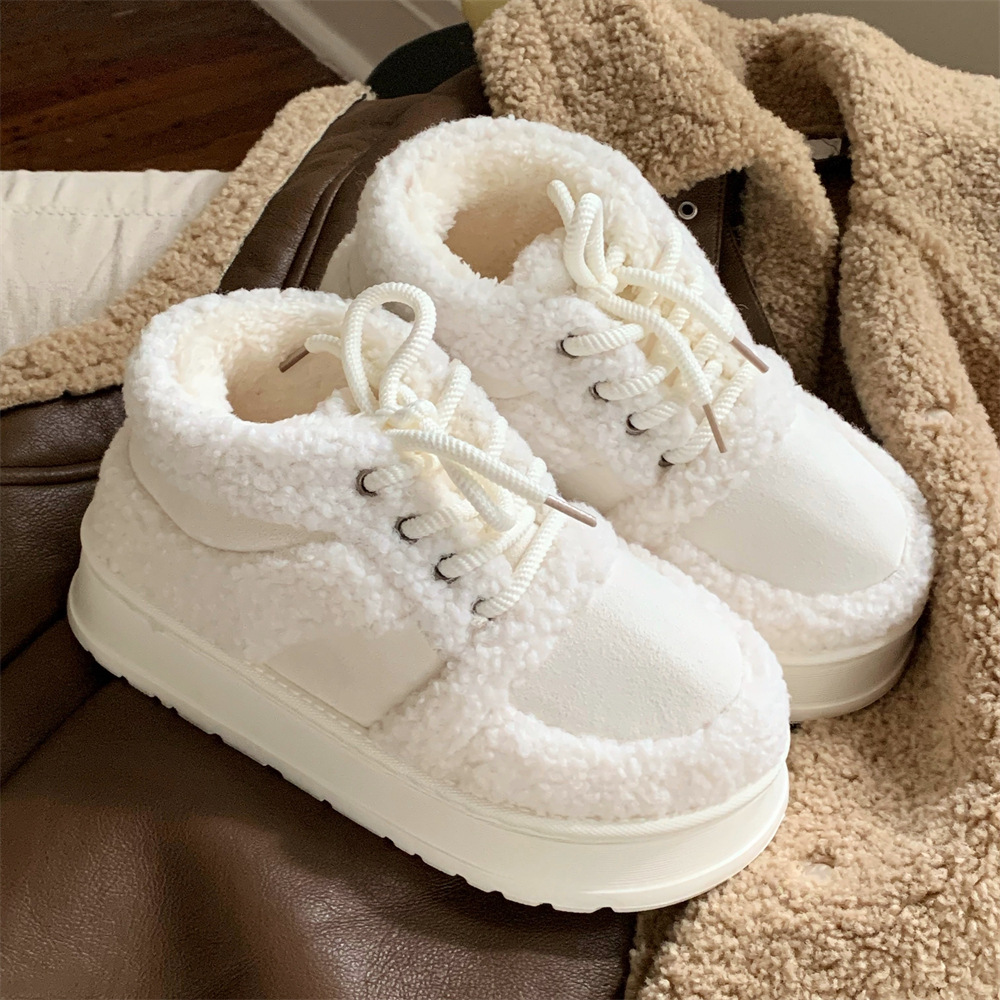 Korean-style Color-Block Lambswool Casual Sneakers AutumnWinter Cotton Boots foto 4