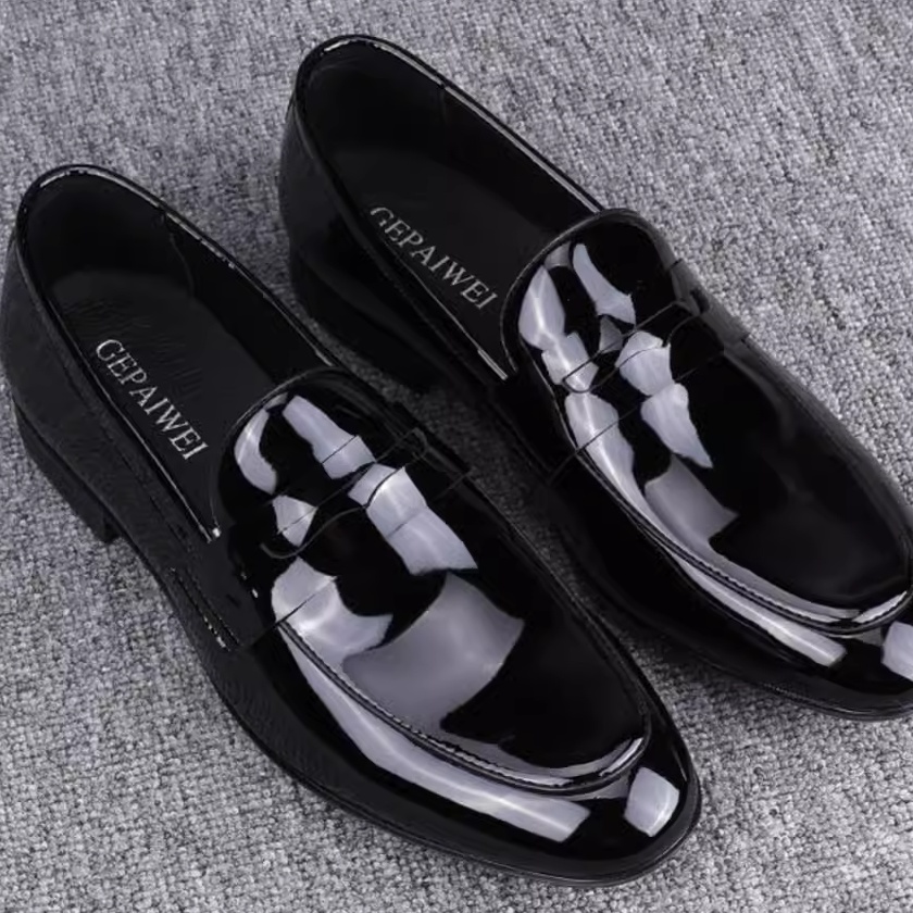 Glossy Slip-on Casual Breathable Business Formal Wear Leather Shoes foto 4