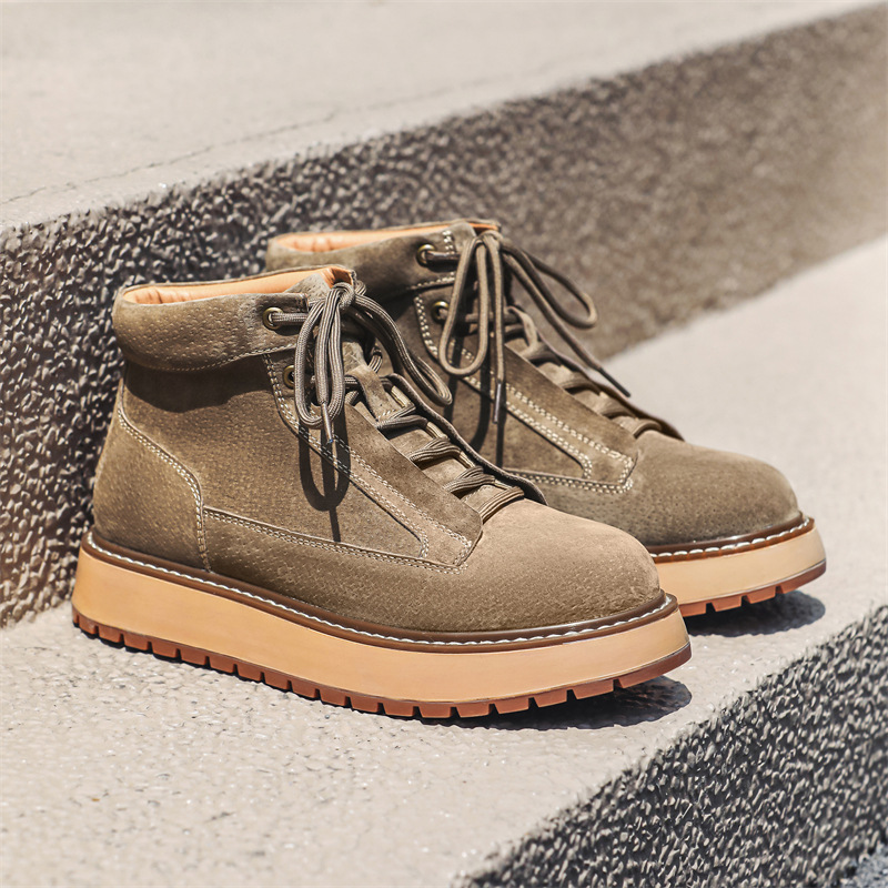 Genuine Leather Casual Platform Worker Boot British Retro Ankle Boots foto 4