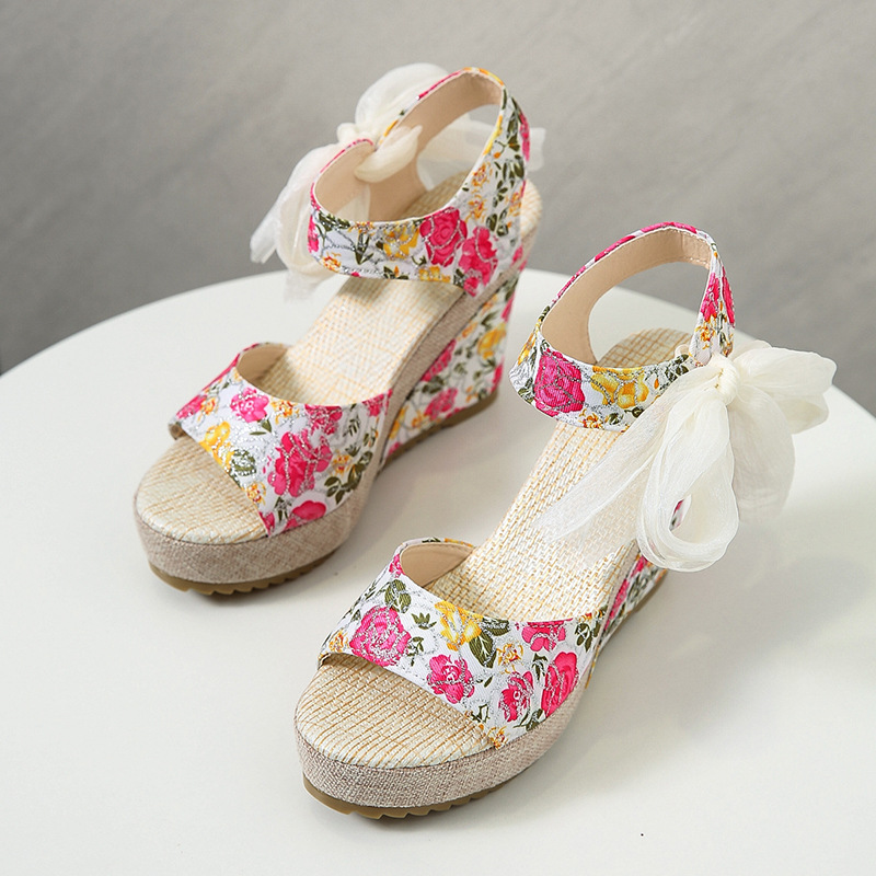 Women's Fashion Plus-Size Printed Lace Sandals foto 2
