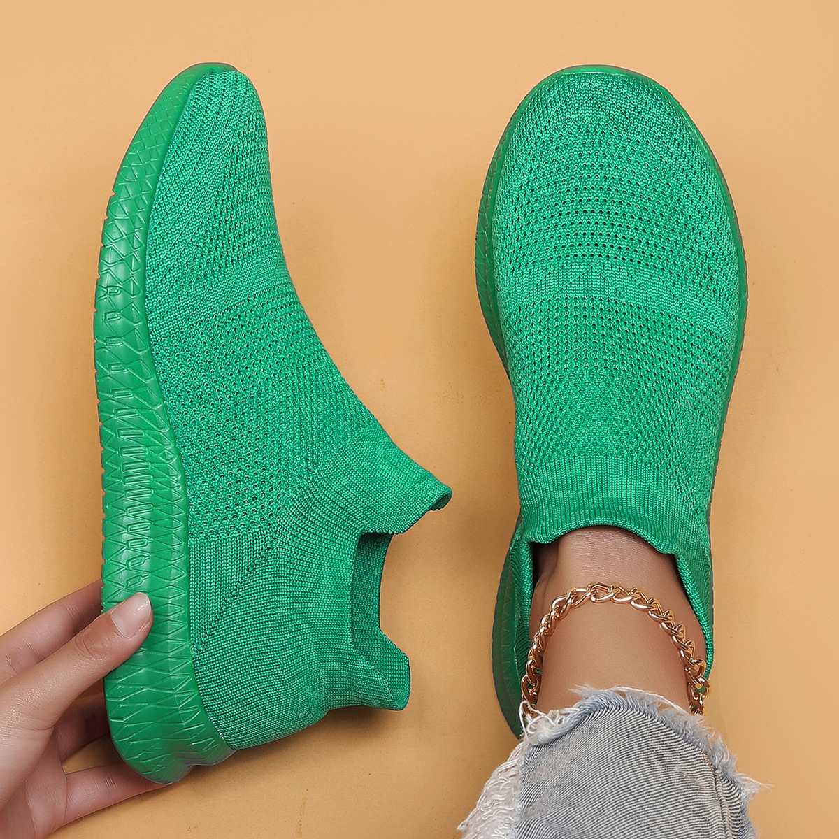 Plus Size Sports Men's Shoes Breathable Flyknit Casual foto 4