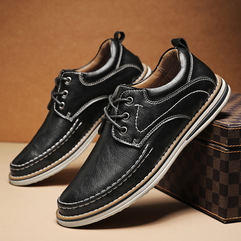 Men's Casual Leather Shoes Genuine Leather Plus Size Breathable Trendy Shoes Casual Leather Shoes foto 2