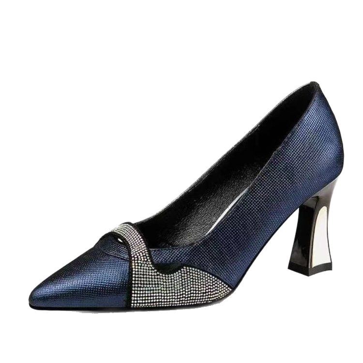 Womens Elegant Pointed-toe Chunky-heel High Heels foto 3
