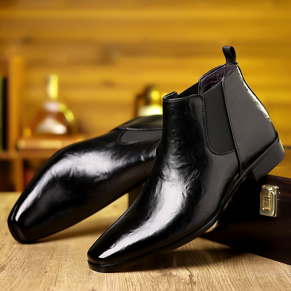 Leather Breathable Lychee Pattern High-top Shoes foto 2