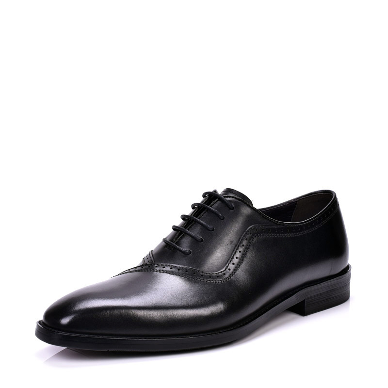 Spring And Autumn Men's Block Leather Shoes With British Pointed Toe foto 3